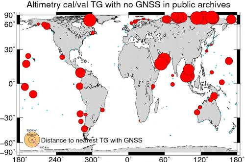 CalValTGwithNoGPS Priorities for installation of continuous Global Navigation Satellite System (GNSS) near to tide gauges