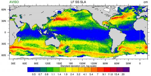LF_SS_SLA_std_AVISO Which part of the low-frequency sea-level variability is purely due to intrinsic ocean processes ?